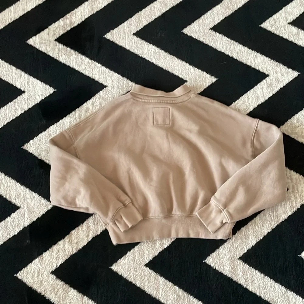 Madewell MWL Betterterry Cropped Polo Sweatshirt  Tan Khaki XS - Picture 5 of 8